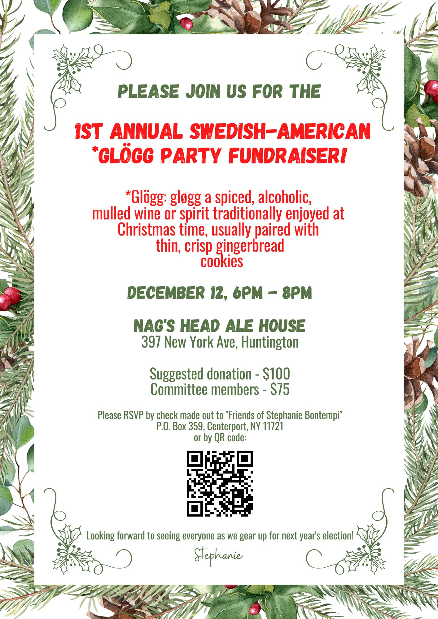 Please join us for the 1st Annual Swedish-American Glogg Party Fundraiser 